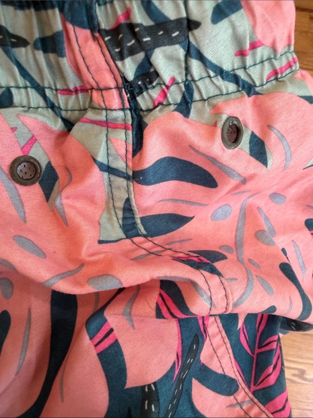 Free Planet Men's Tropical Leaf Swim Shorts - Pink & Blue, XL